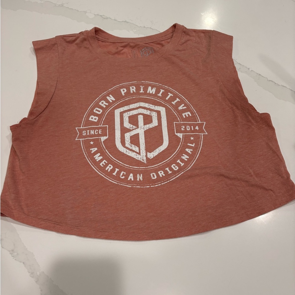 Born Primitive Dusty Rose Cropped Logo Muscle Tee